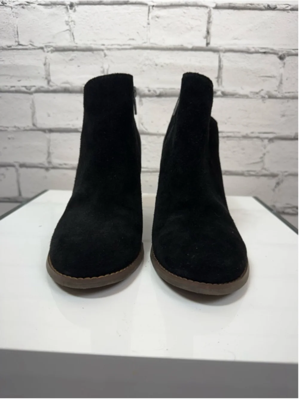 Women's Lucky Brand Black Suede Wedge Yakeena Ankle Boots Size 10